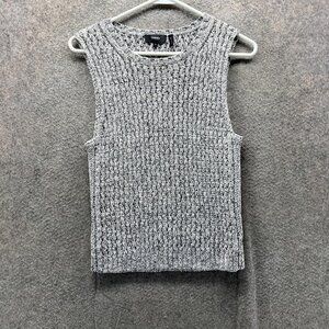 Theory Sweater Womens Medium Gray Marled Sleeveless Knit Tank Top Viscose Blend